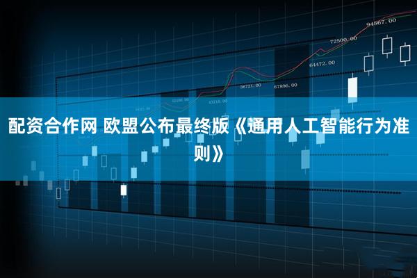 配资合作网 欧盟公布最终版《通用人工智能行为准则》