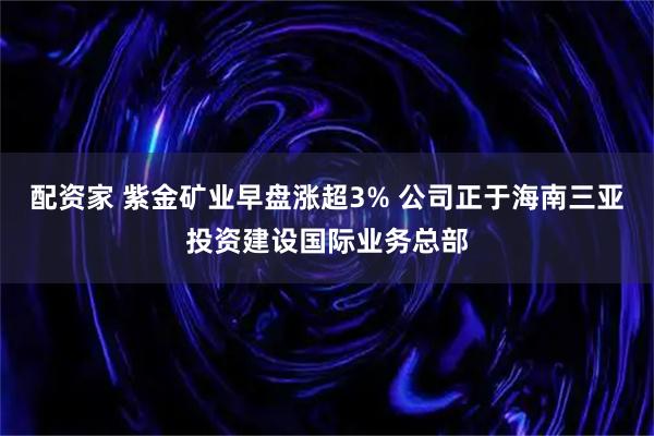 配资家 紫金矿业早盘涨超3% 公司正于海南三亚投资建设国际业务总部